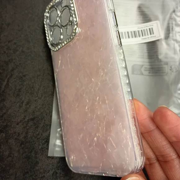 iPhone 13 Pro Pink Glitter Heart Transparent Shockproof Silicone Back Case - Picture 5 of 9